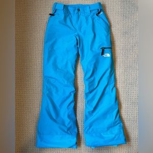 North Face Girls Large/14-16 insulated, waterproof ski pants, aqua blue